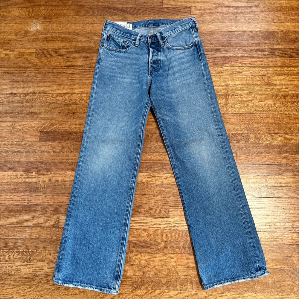 Abercrombie Kids Jeans‎ Size 16 Slim Button Fly Medium Wash Straight Leg Denim